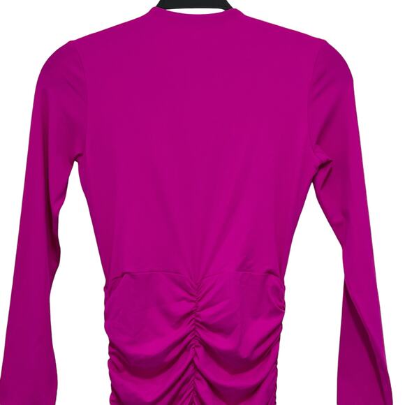 Susana Monaco Womens Small Plunge Neck Ruched Bodycon Maxi Dress Magenta NWT - Picture 9 of 16